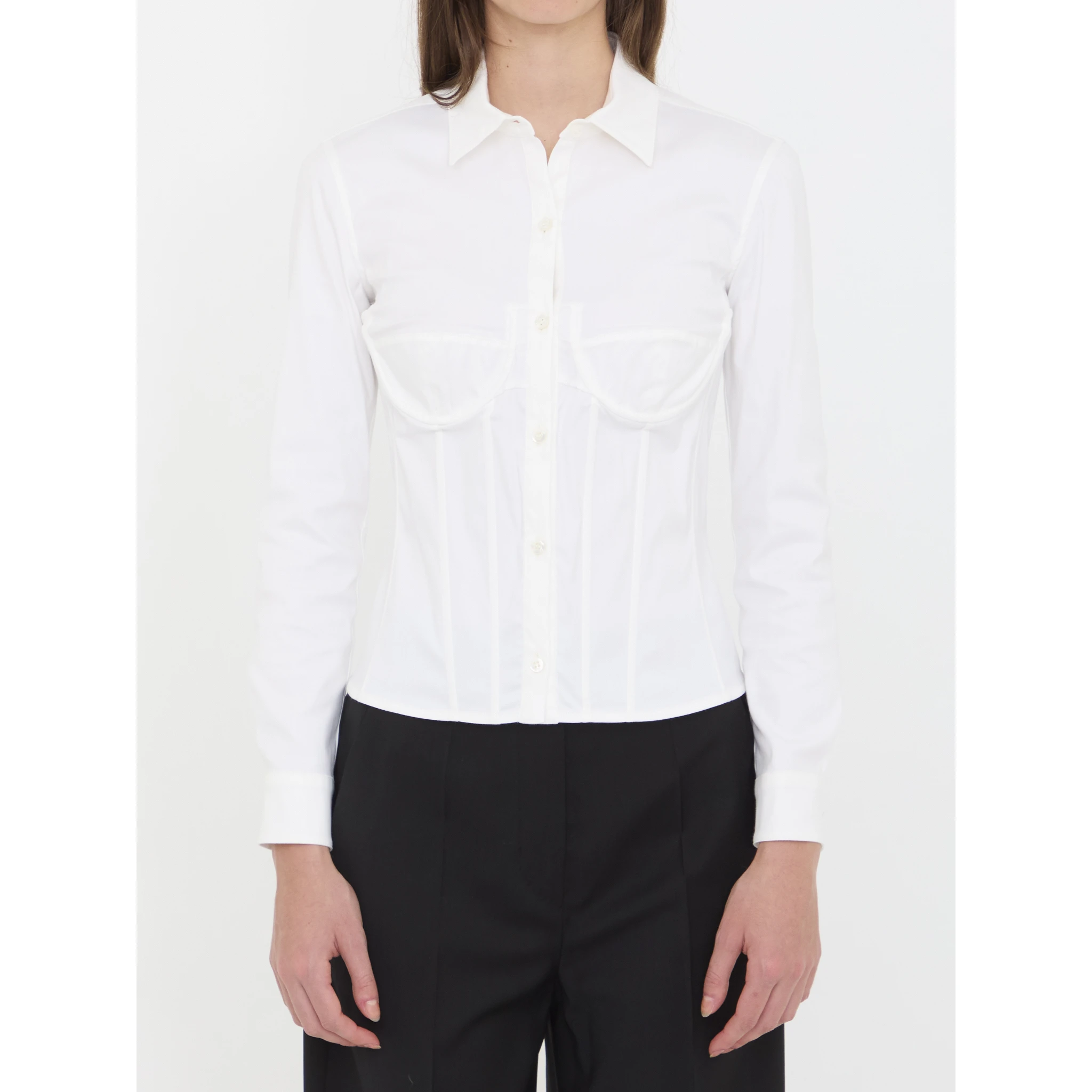 Corsedet shirt in stretch poplin