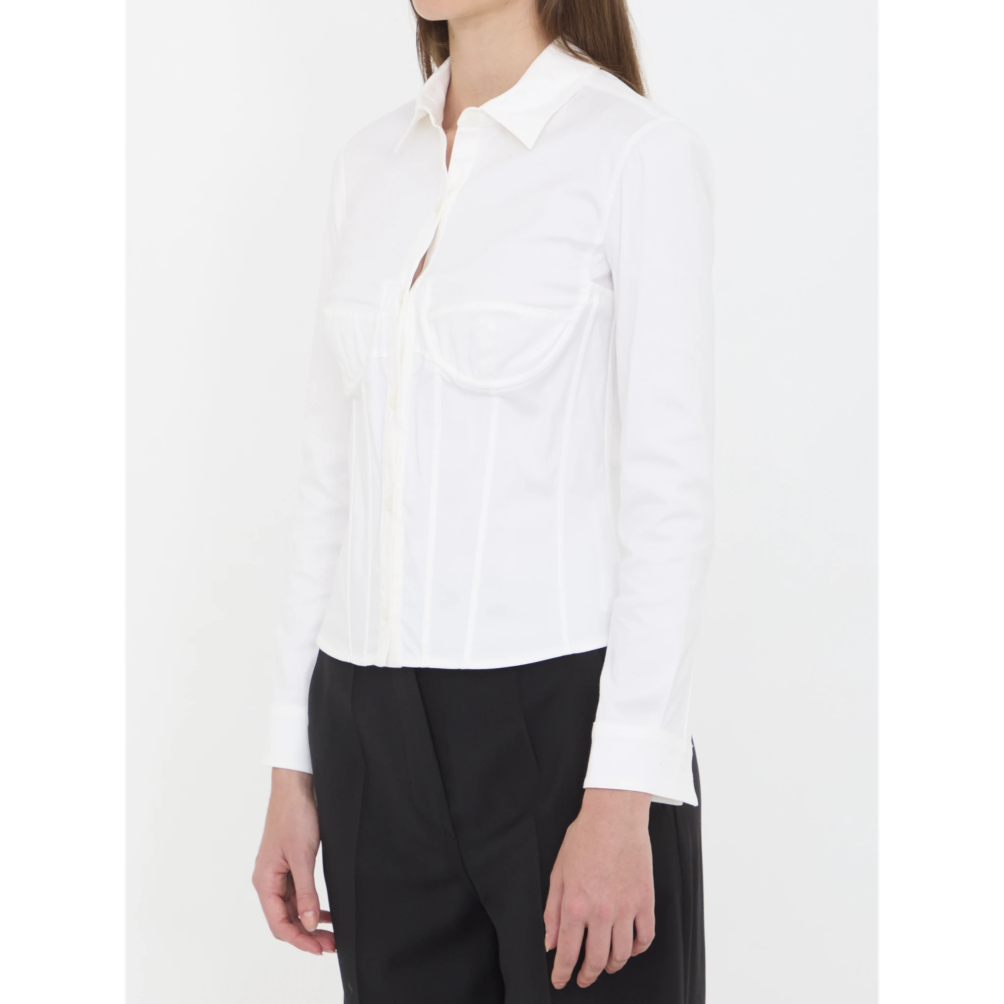 Corsedet shirt in stretch poplin
