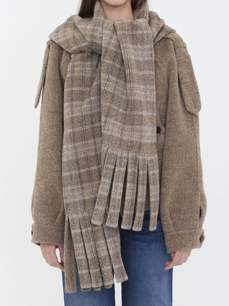 Wool-blend jacket with scarf