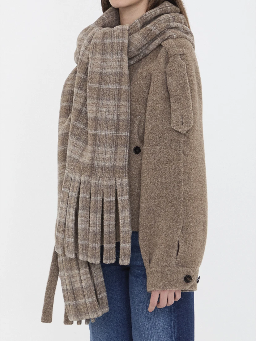 Wool-blend jacket with scarf
