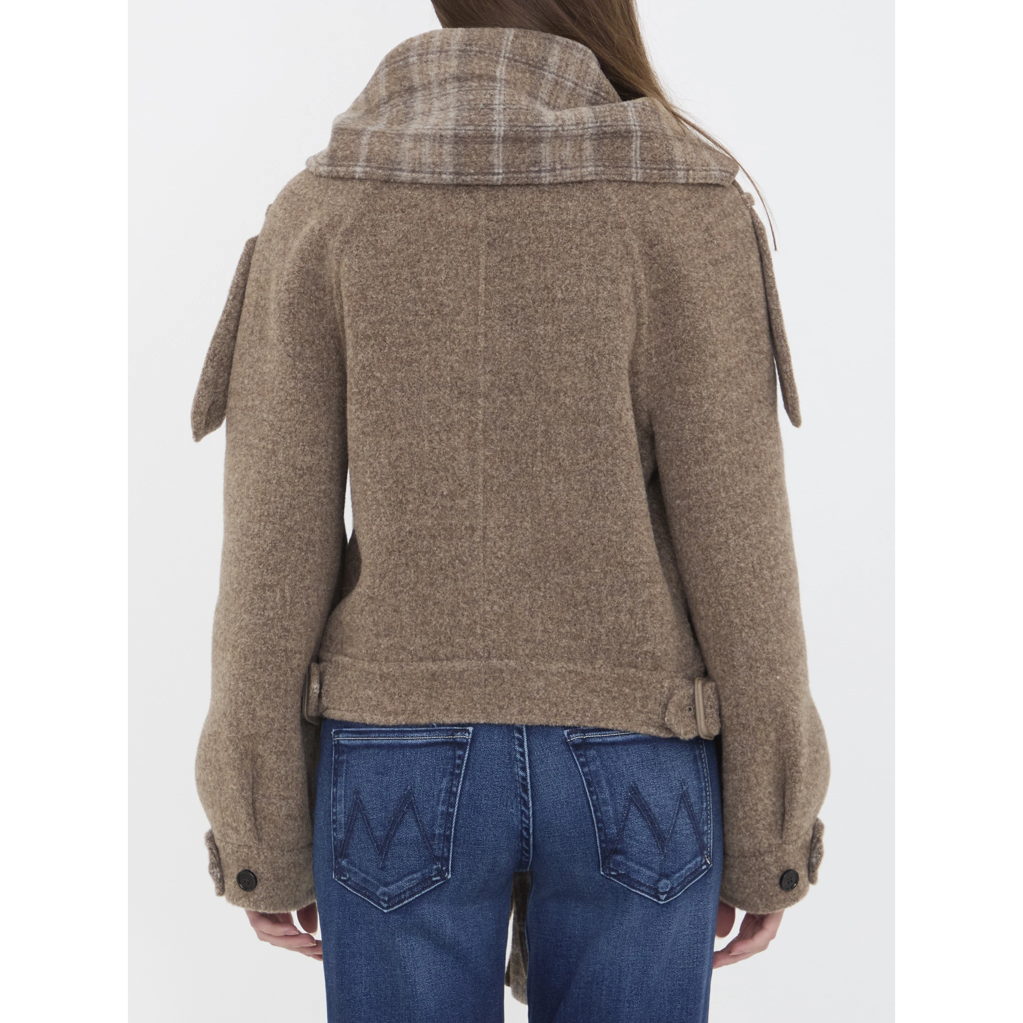 Wool-blend jacket with scarf