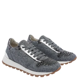Textured lace-up sneakers