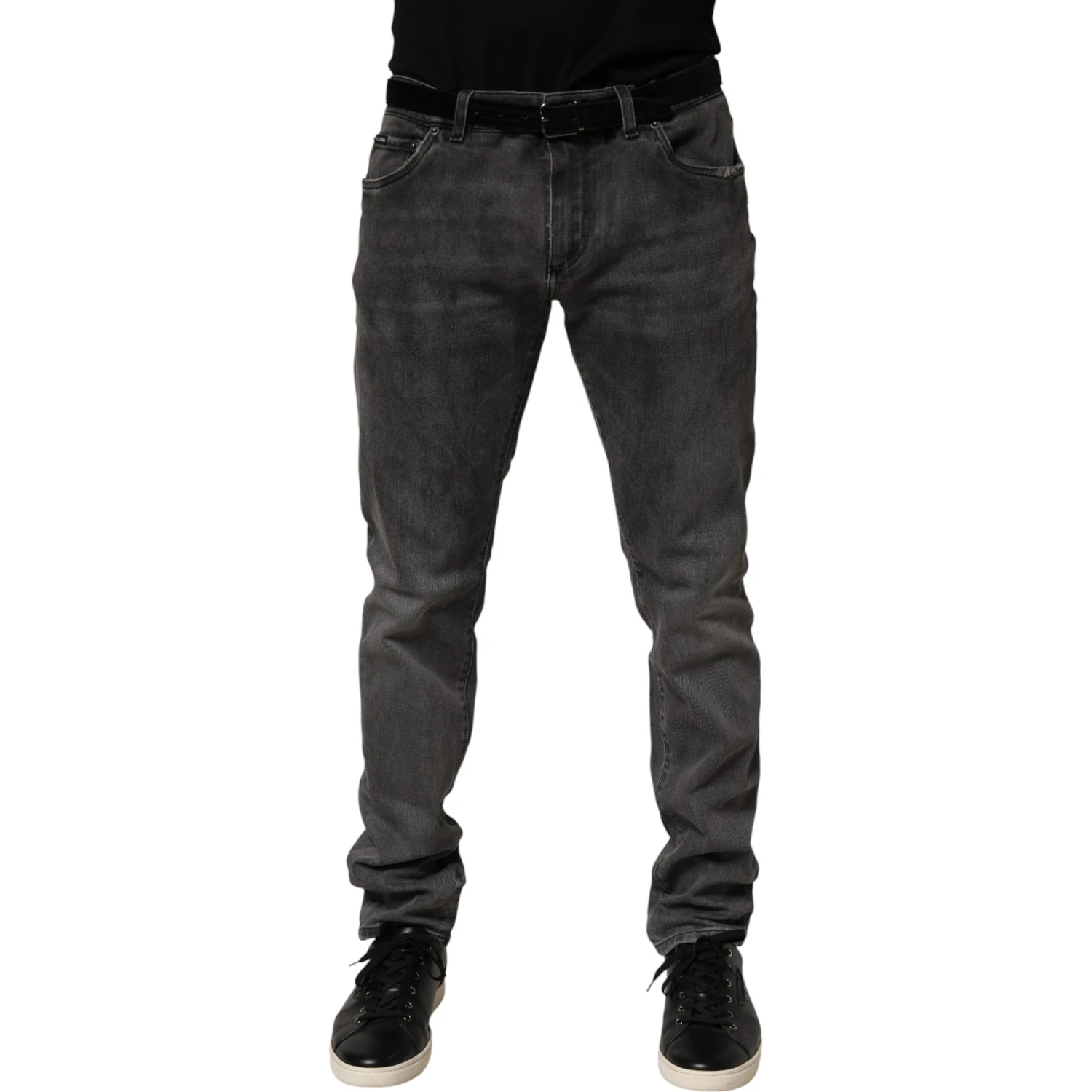 Dark Gray Cotton Skinny Men Denim Jeans