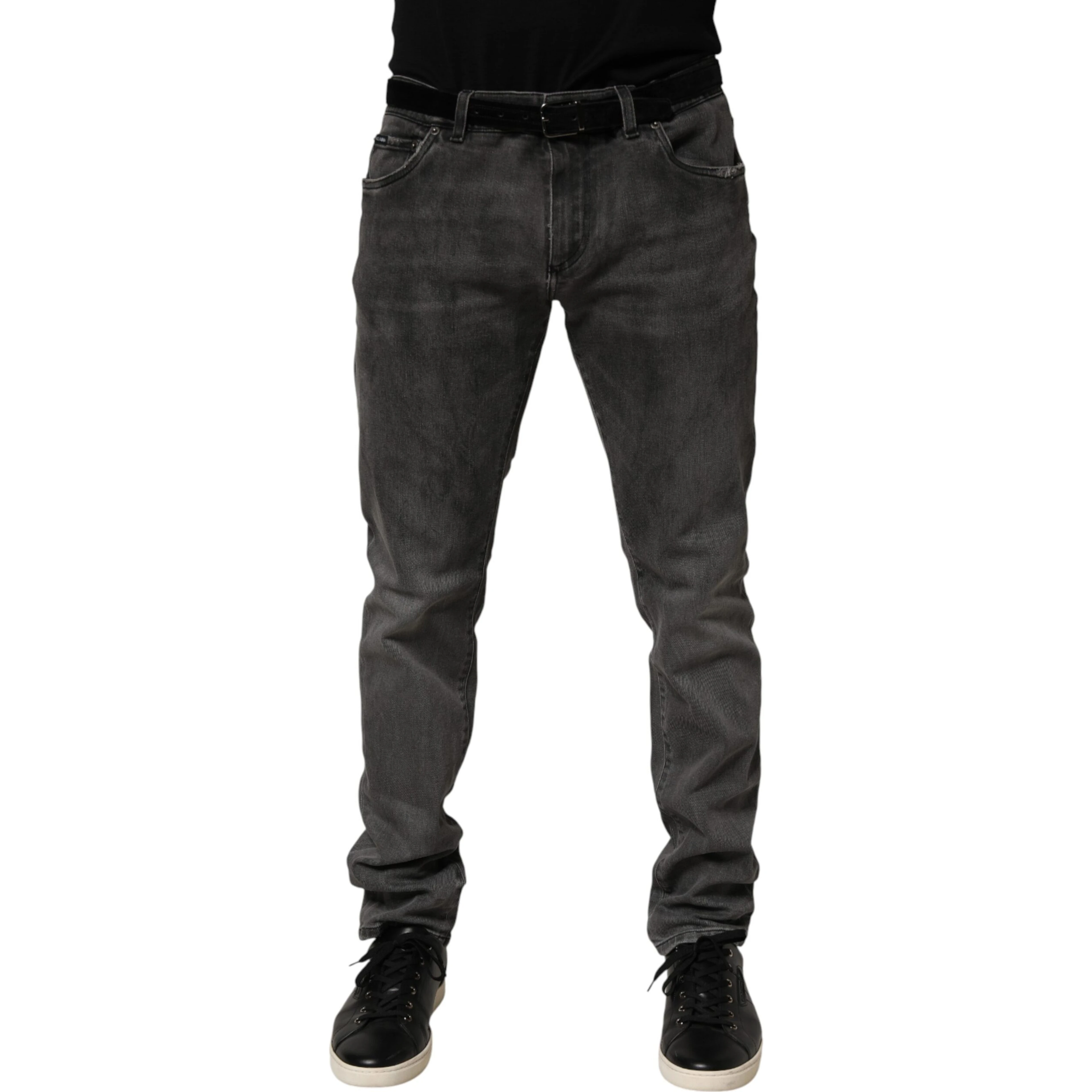 Dark Gray Cotton Skinny Men Denim Jeans