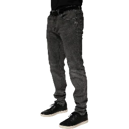 Dark Gray Cotton Skinny Men Denim Jeans