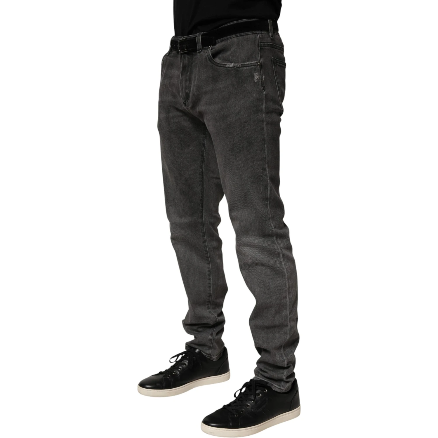 Dark Gray Cotton Skinny Men Denim Jeans