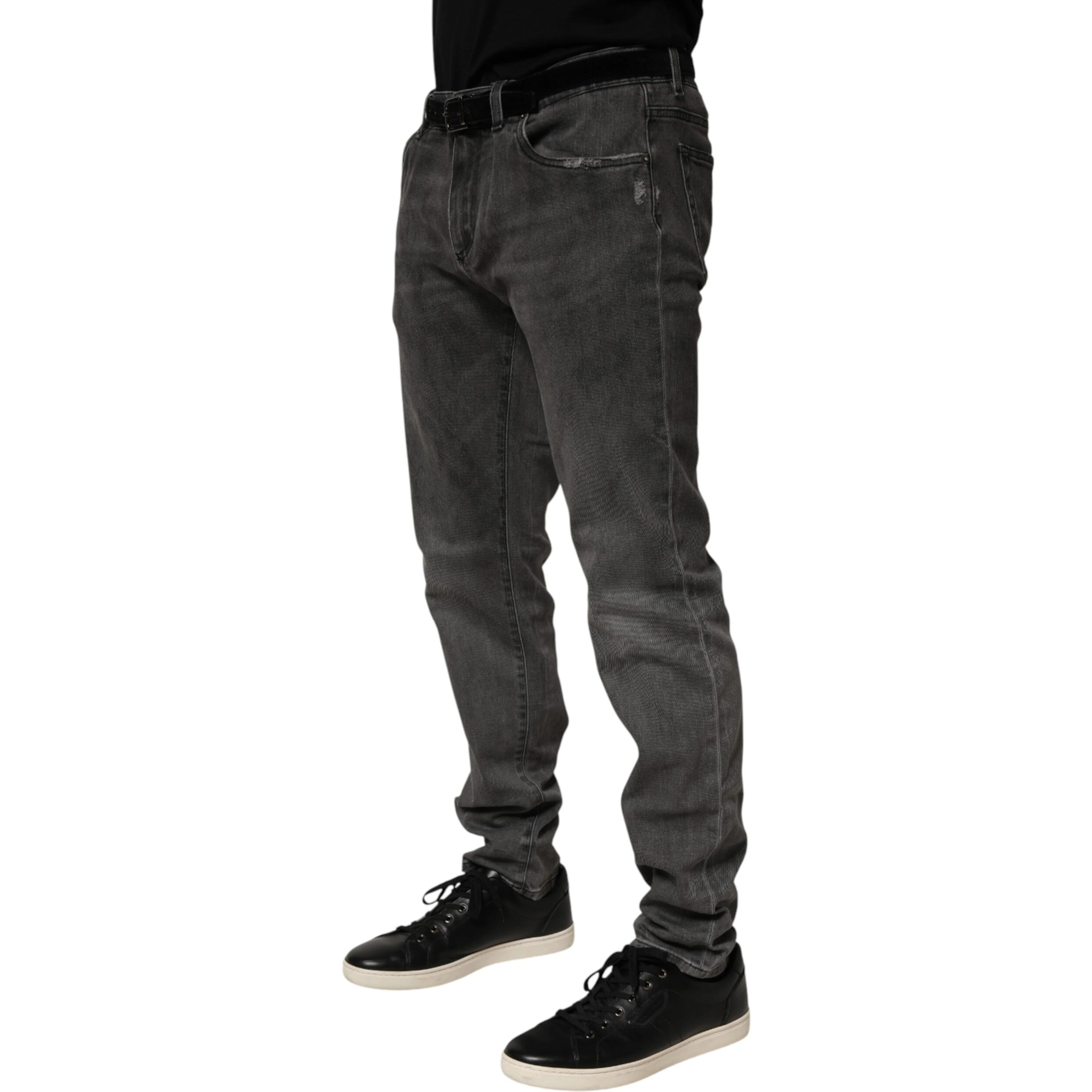 Dark Gray Cotton Skinny Men Denim Jeans