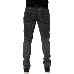 Dark Gray Cotton Skinny Men Denim Jeans