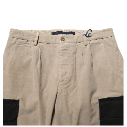 Beige Mid Waist Skinny Men Cargo Chino Trouser Pants