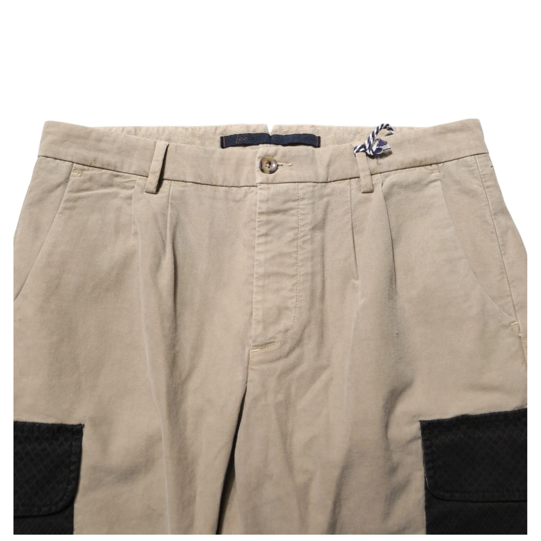 Beige Mid Waist Skinny Men Cargo Chino Trouser Pants