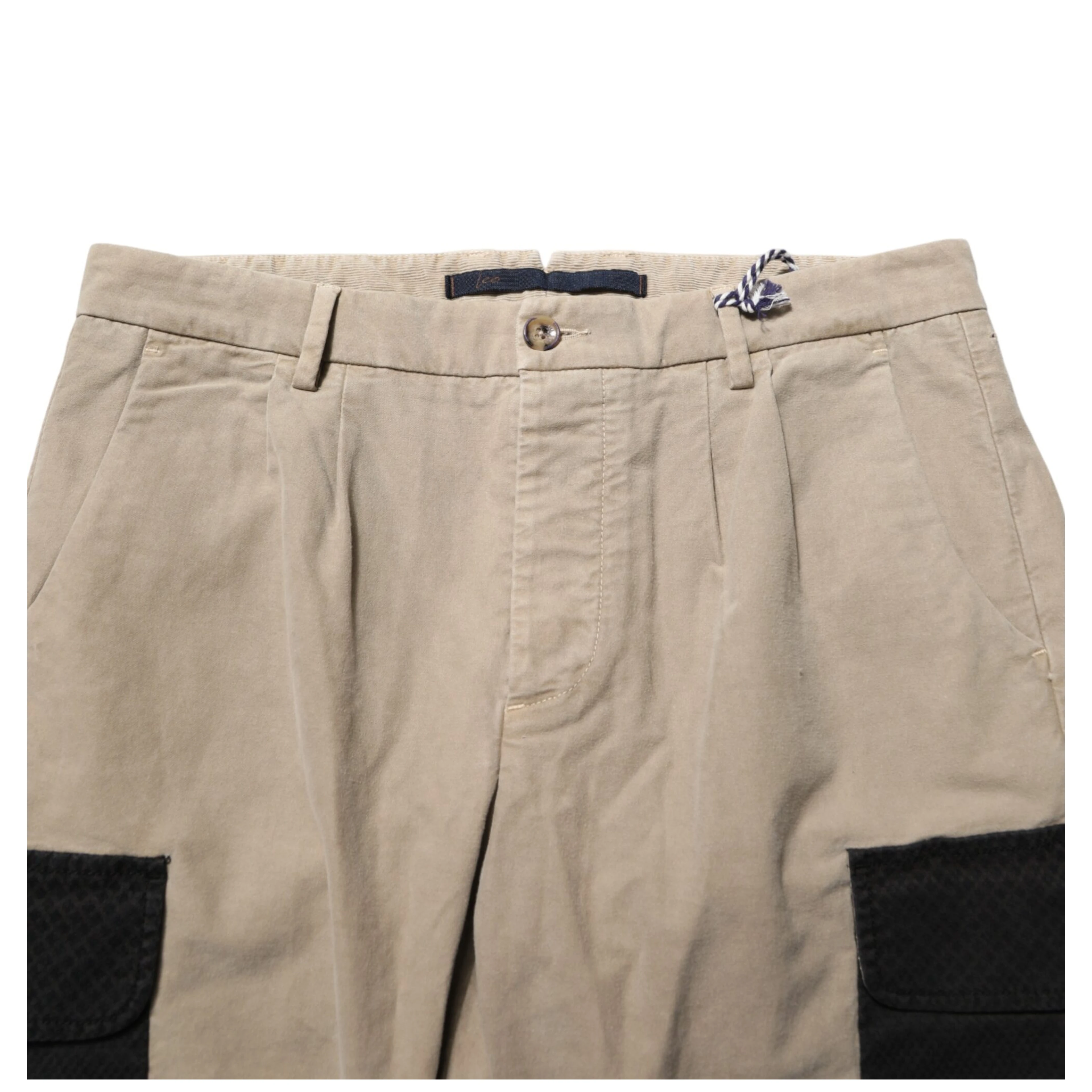 Beige Mid Waist Skinny Men Cargo Chino Trouser Pants