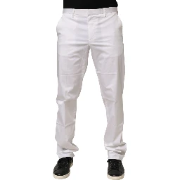 White Cotton Stretch Dress Formal Men Trouser Pants
