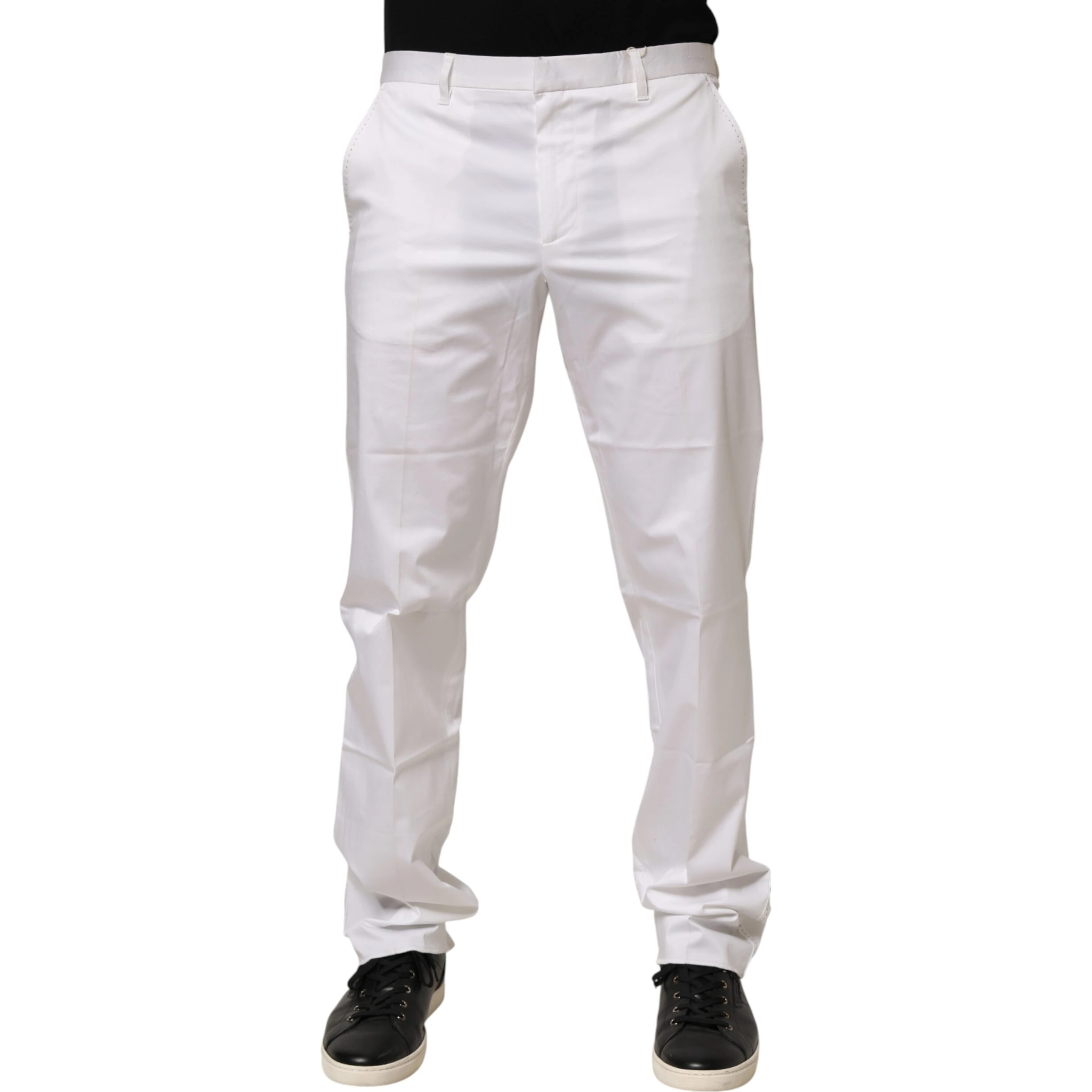 White Cotton Stretch Dress Formal Men Trouser Pants