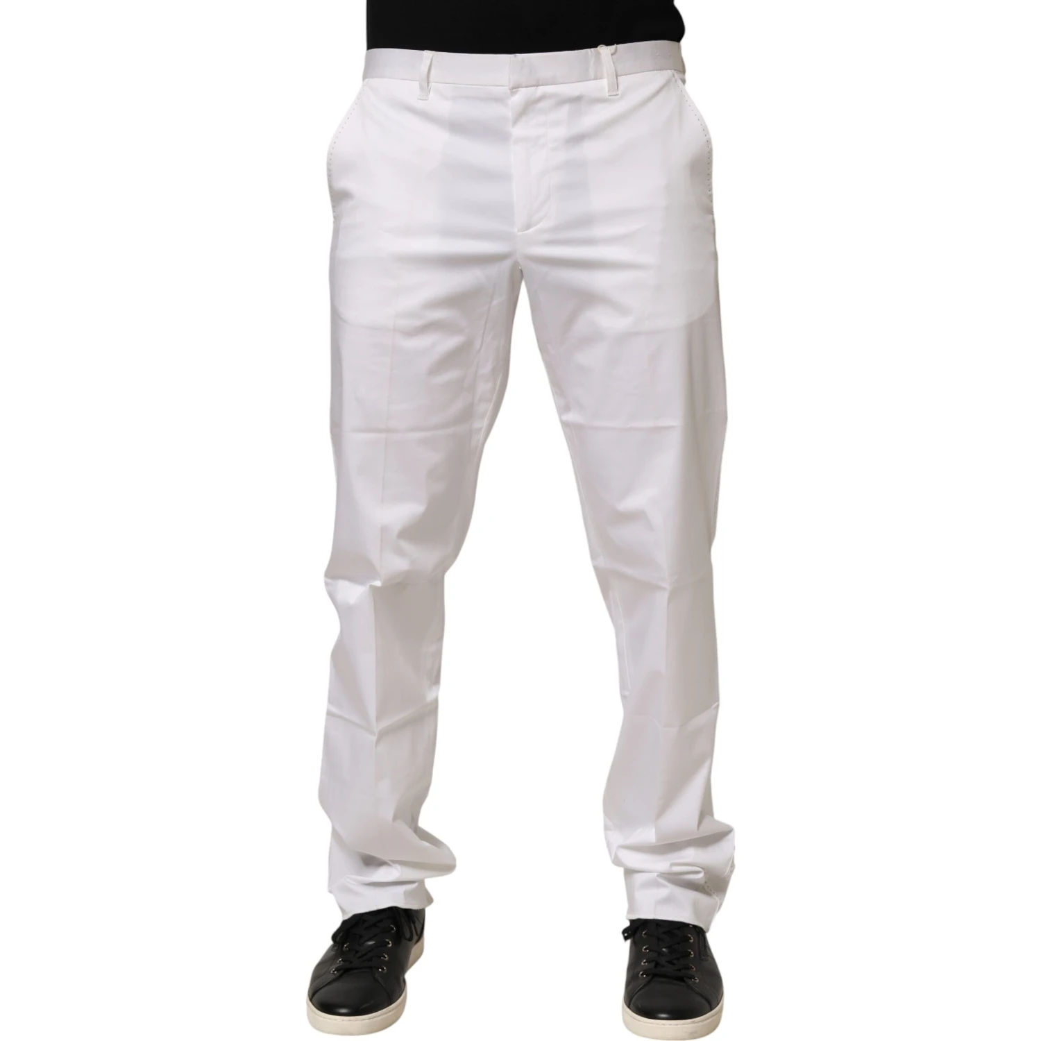 White Cotton Stretch Dress Formal Men Trouser Pants