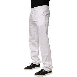 White Cotton Stretch Dress Formal Men Trouser Pants