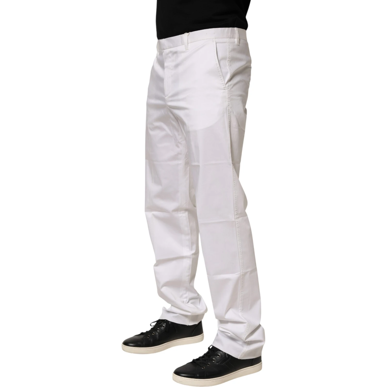 White Cotton Stretch Dress Formal Men Trouser Pants