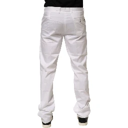 White Cotton Stretch Dress Formal Men Trouser Pants