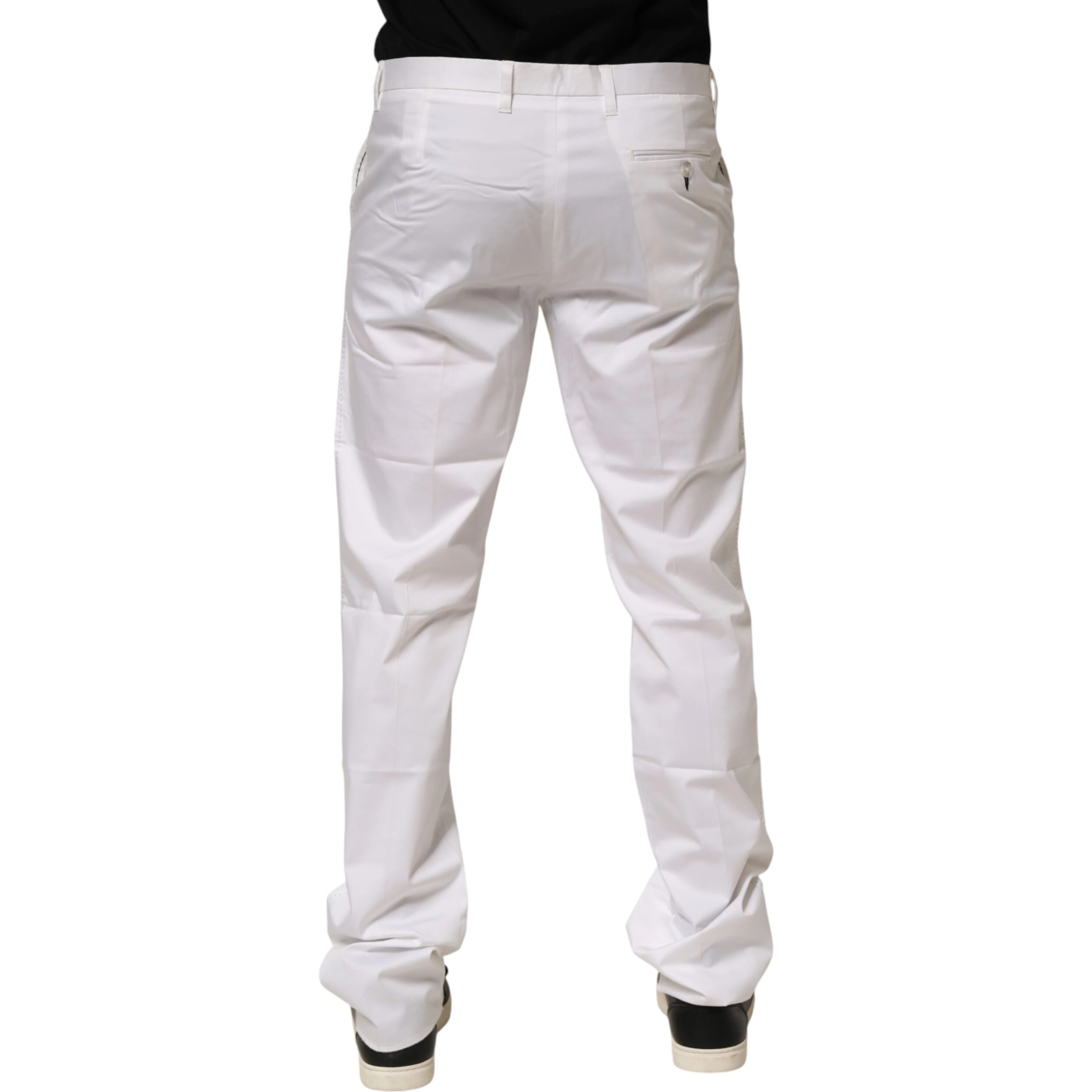 White Cotton Stretch Dress Formal Men Trouser Pants