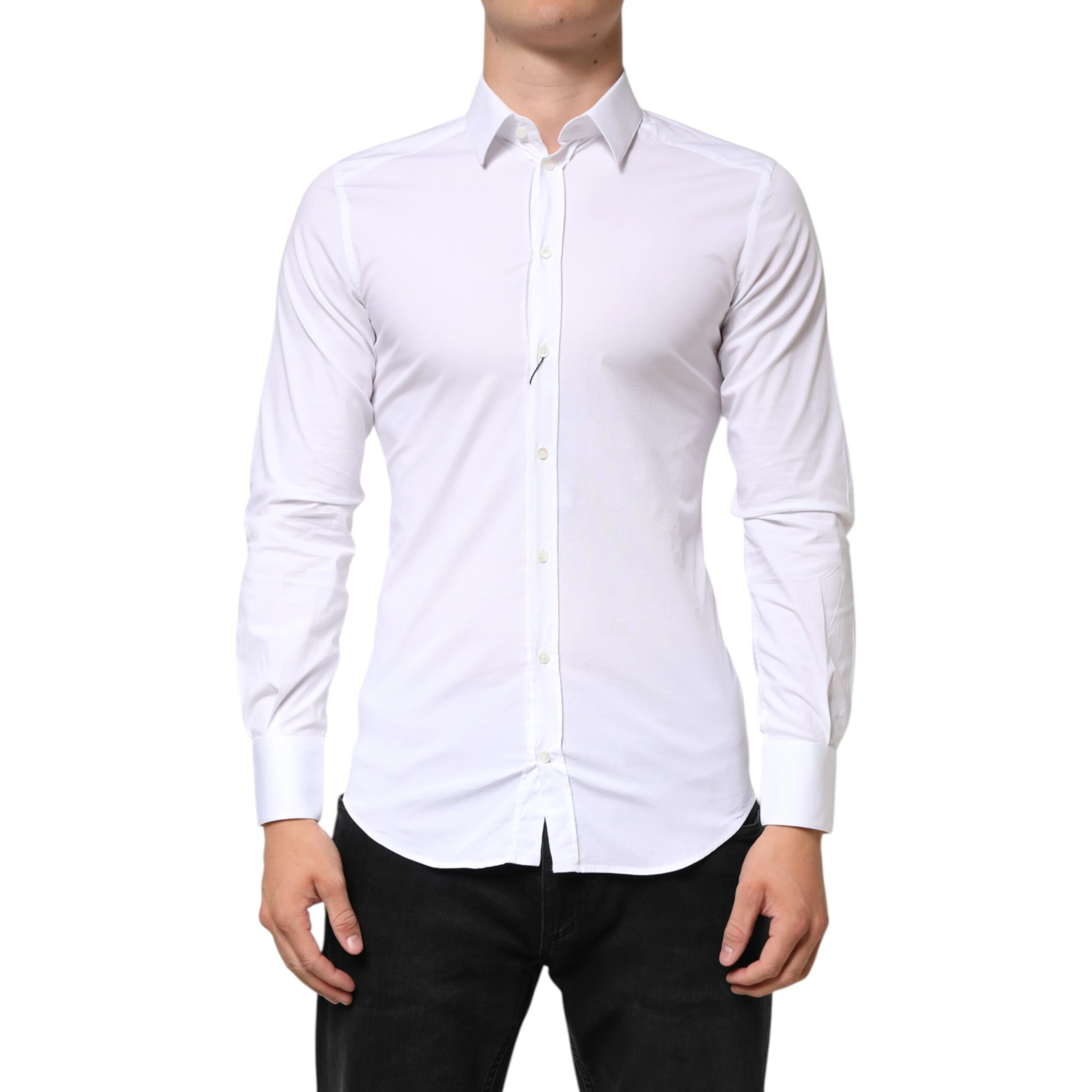White Cotton GOLD Formal Men Dress Shirt