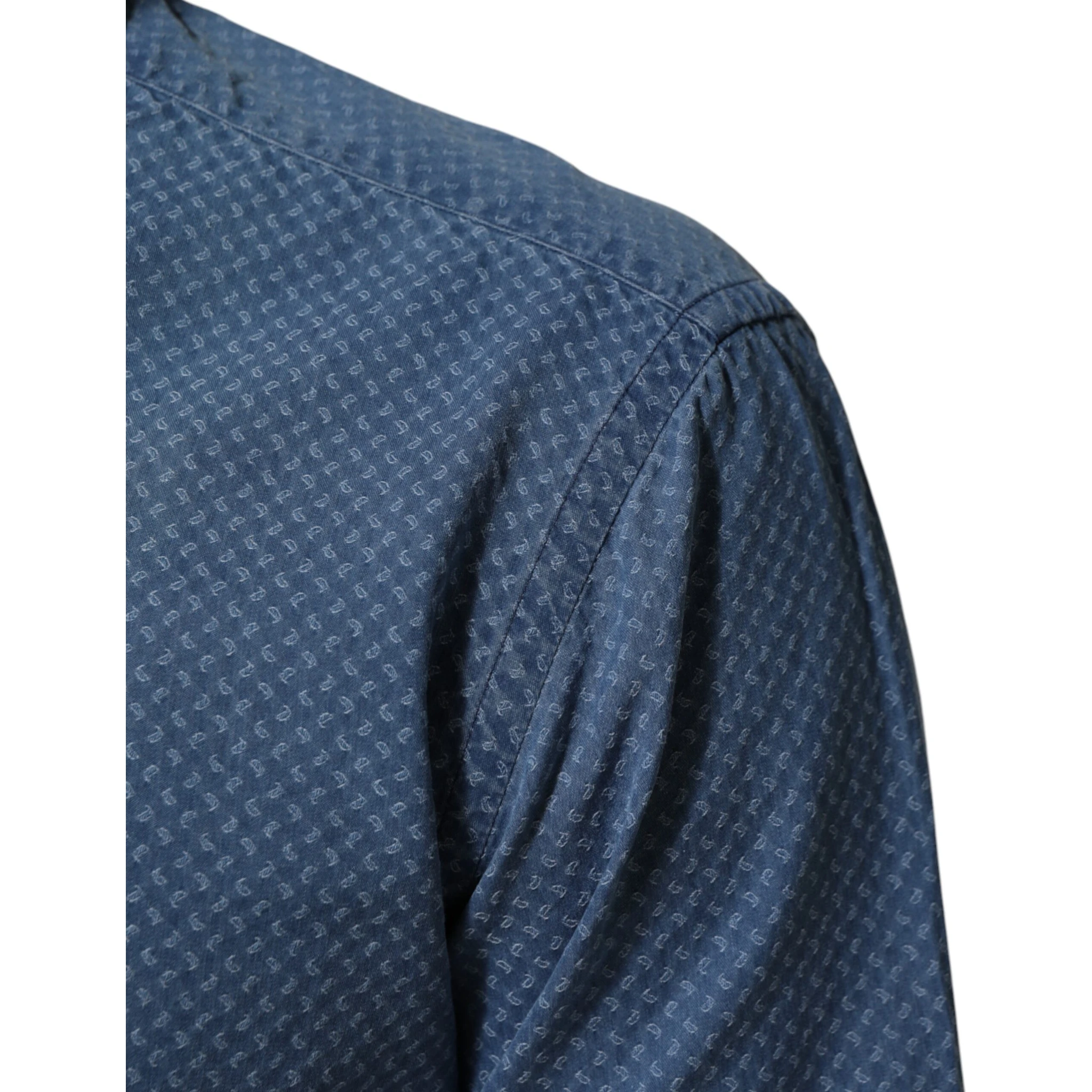 Blue Cotton Slim Fit Collared Long Sleeve Casual Shirt