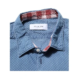 Blue Cotton Slim Fit Collared Long Sleeve Casual Shirt