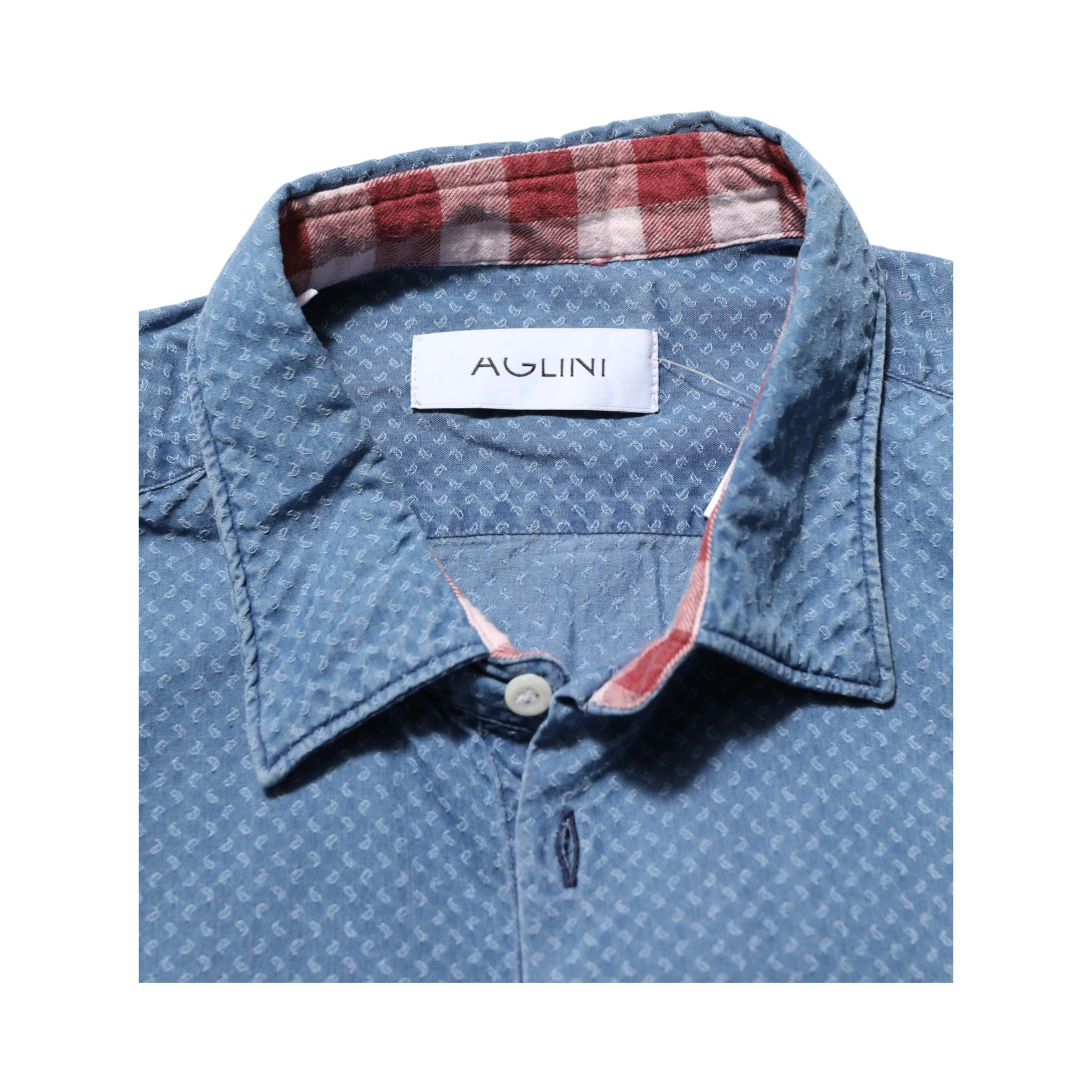 Blue Cotton Slim Fit Collared Long Sleeve Casual Shirt