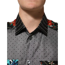 Multicolor Patchwork Long Sleeves Silk Shirt