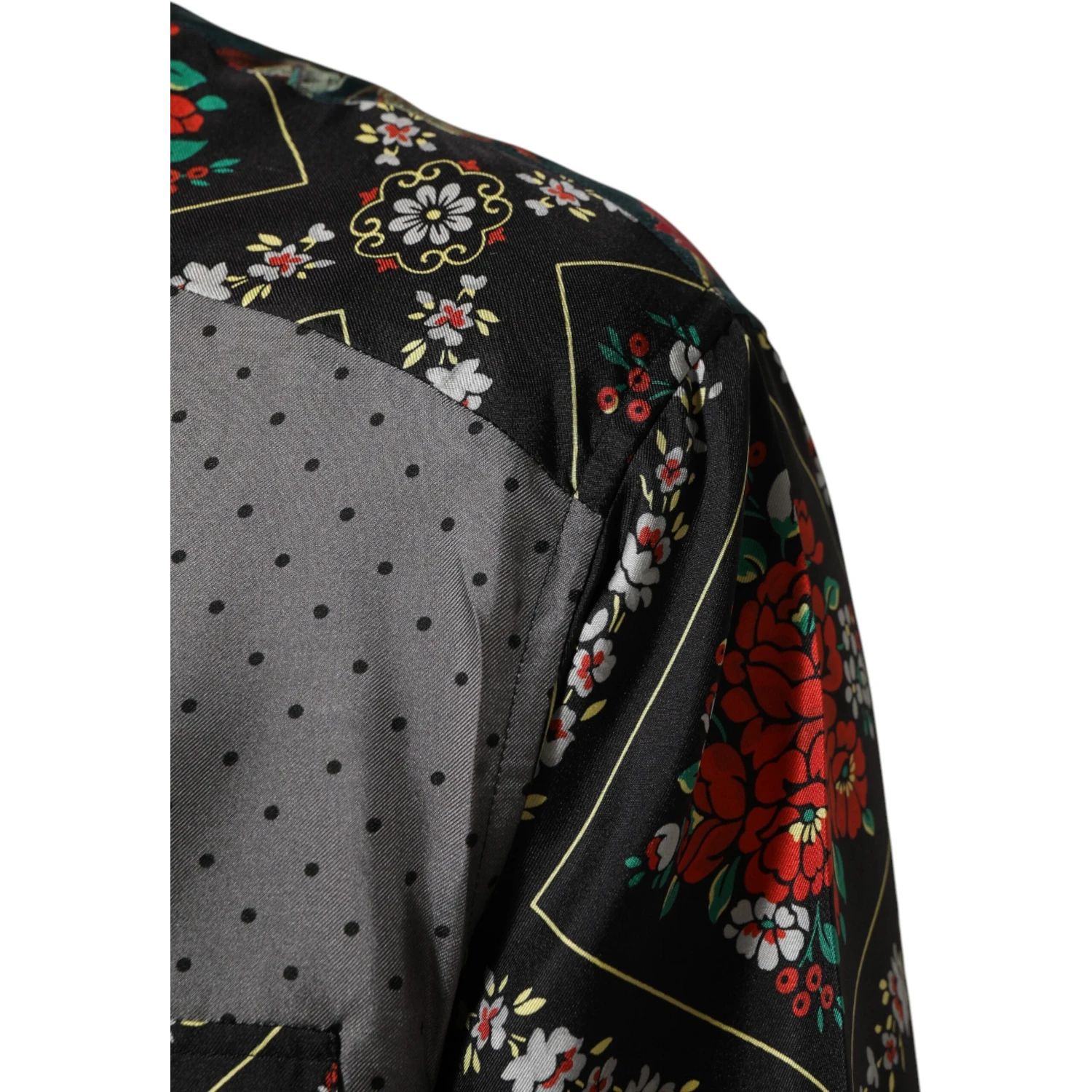 Multicolor Patchwork Long Sleeves Silk Shirt