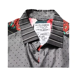 Multicolor Patchwork Long Sleeves Silk Shirt