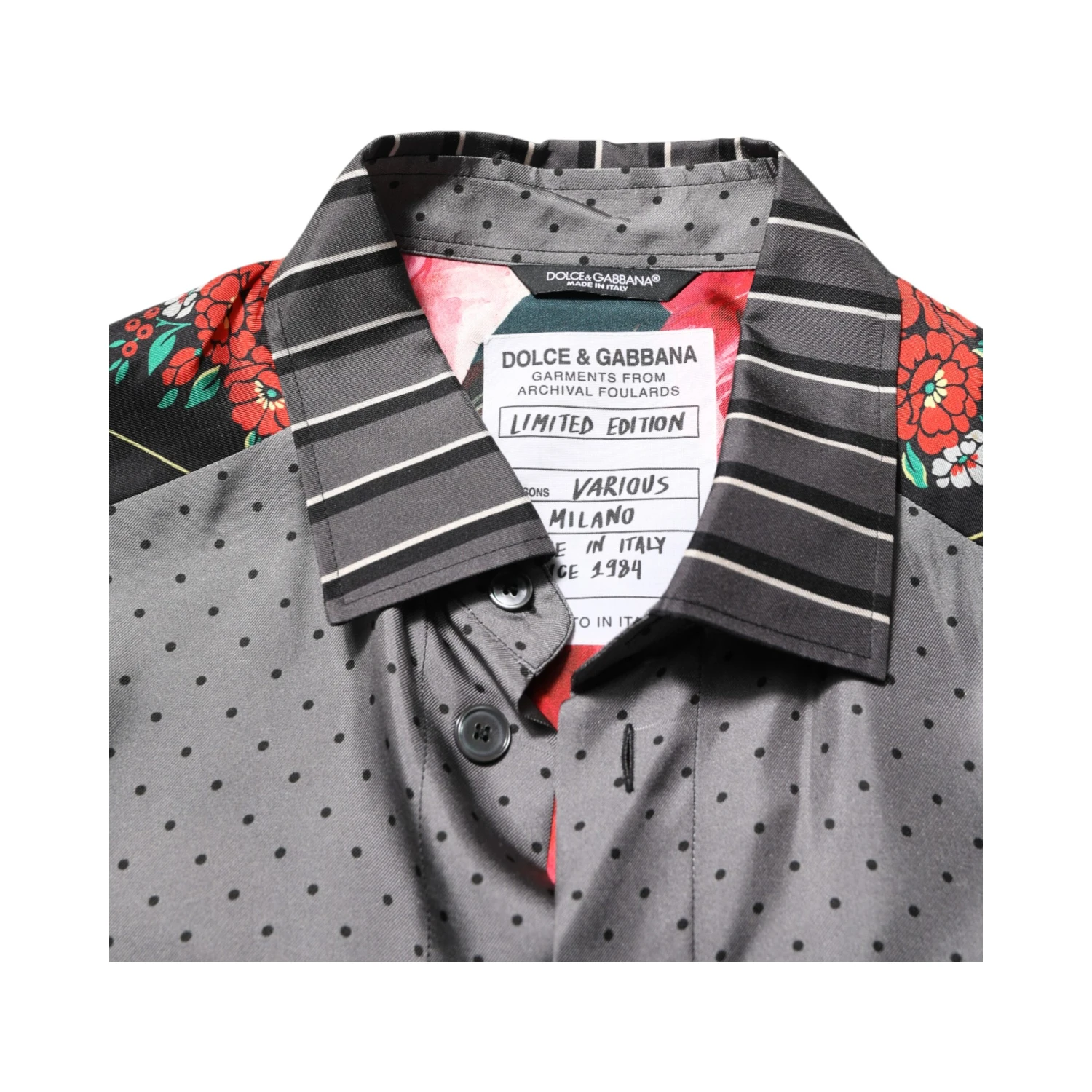 Multicolor Patchwork Long Sleeves Silk Shirt