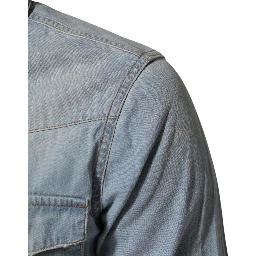 Blue Denim Collared Long Sleeve Men Shirt