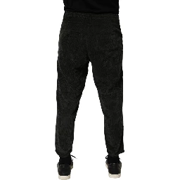 Black Mid Waist Cropped Corduroy Men Trouser Pants