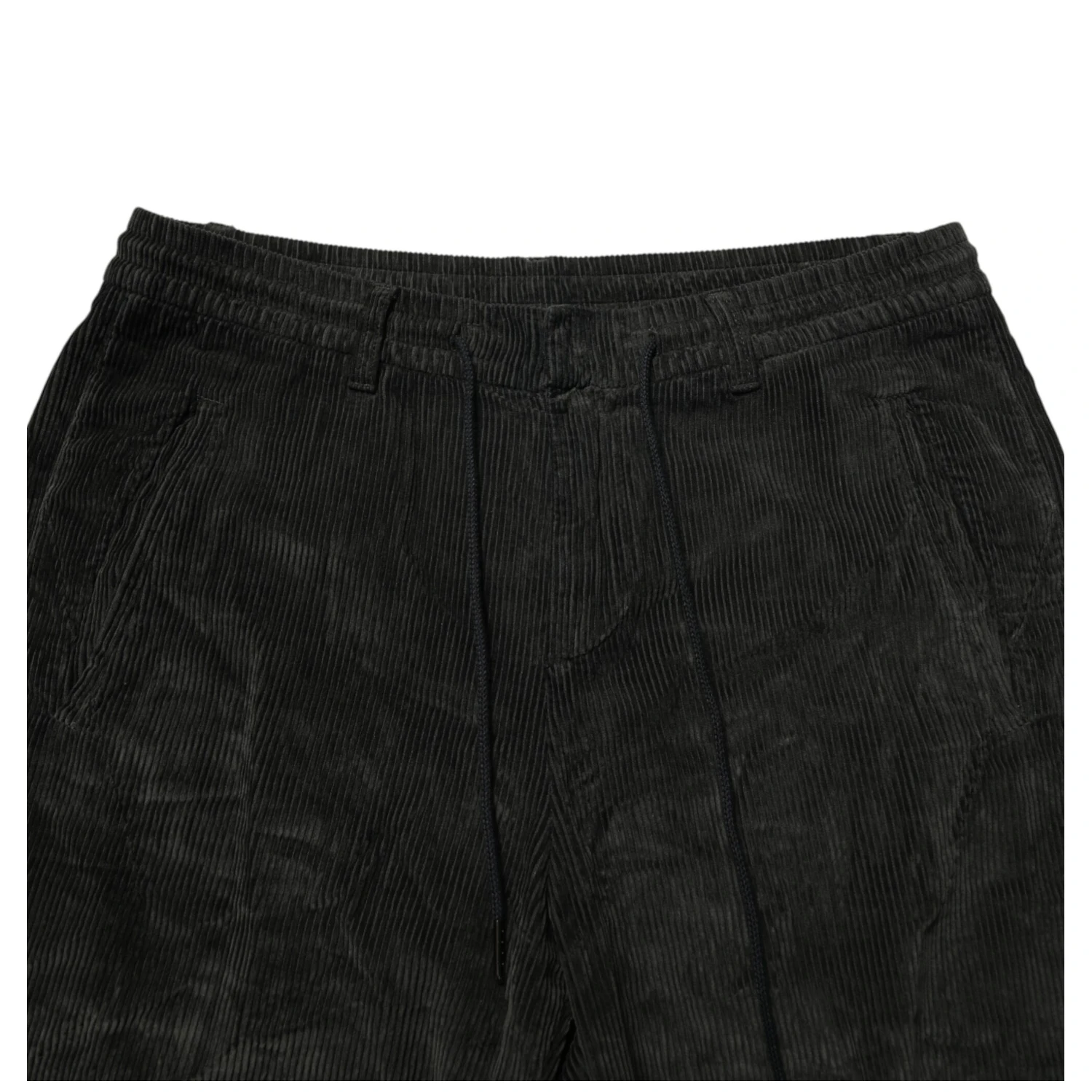 Black Mid Waist Cropped Corduroy Men Trouser Pants