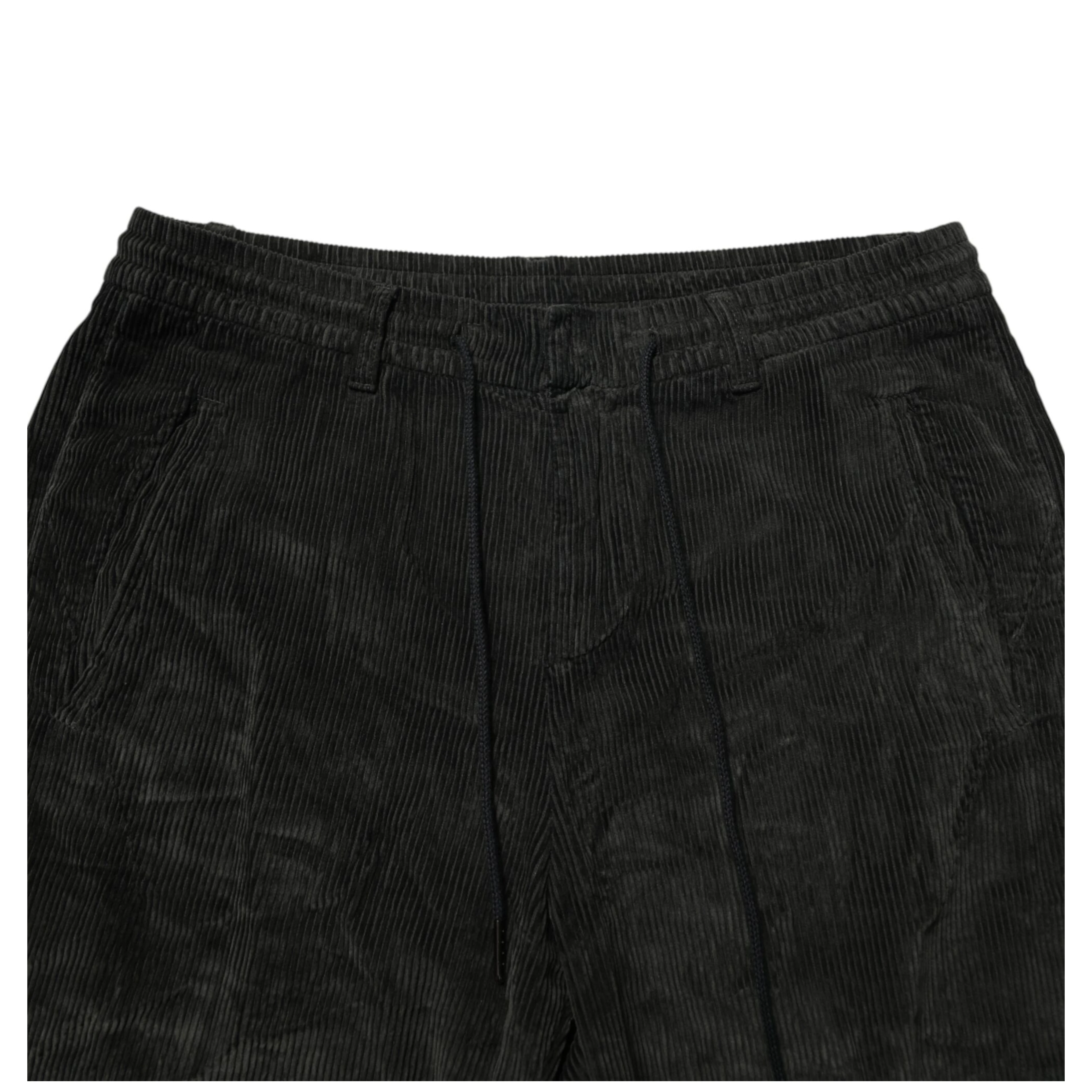 Black Mid Waist Cropped Corduroy Men Trouser Pants