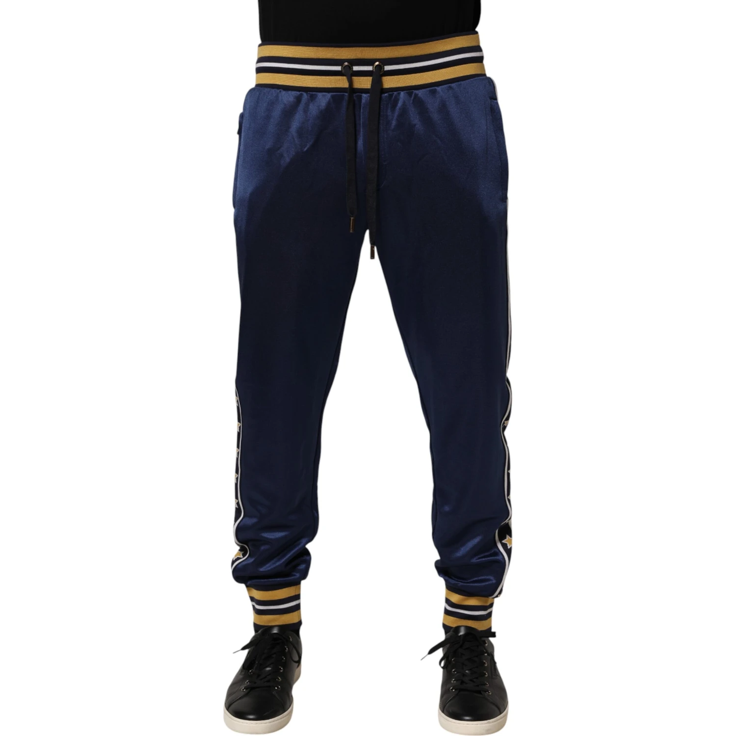 Blue Nylon Jogger Mid Waist Trouser Pants