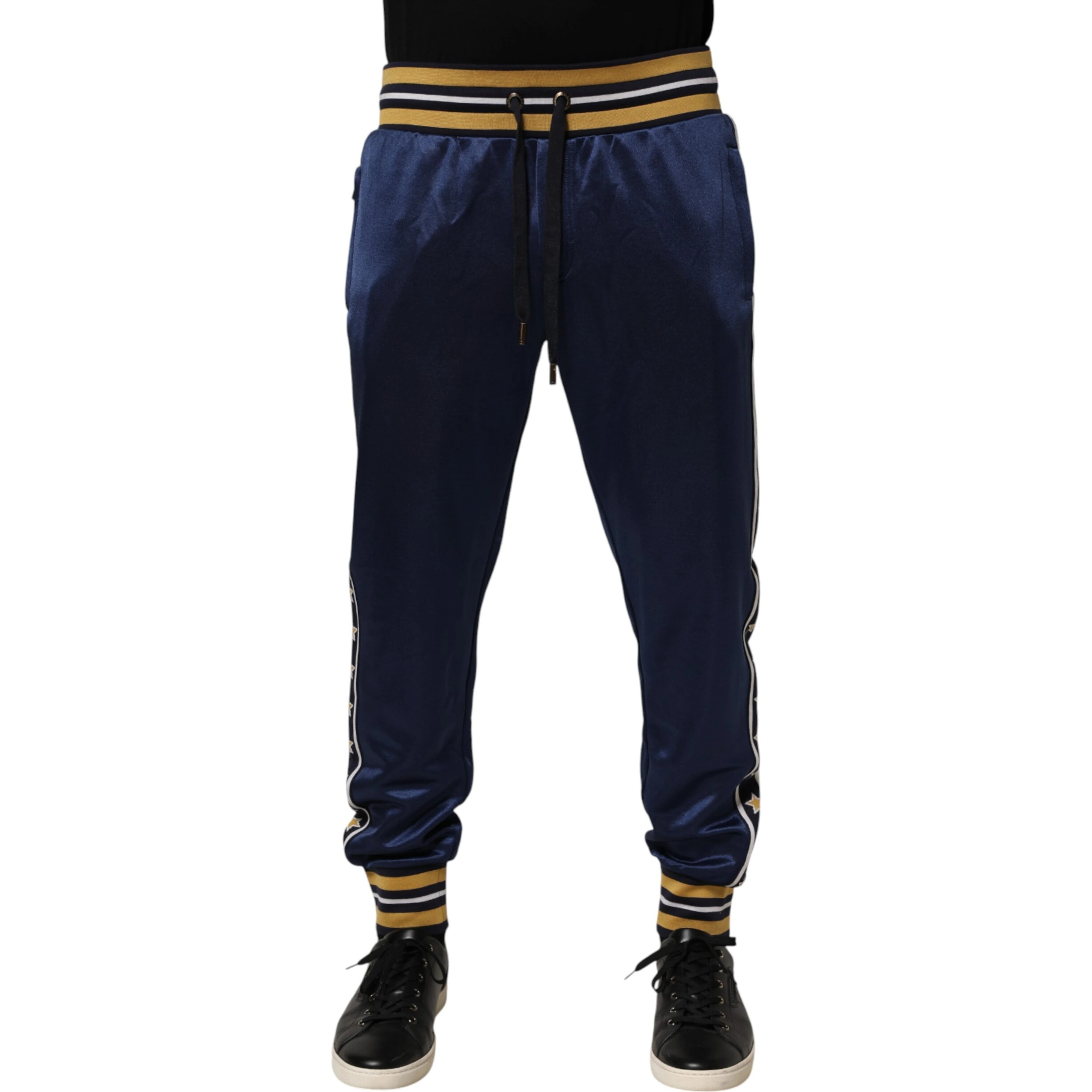 Blue Nylon Jogger Mid Waist Trouser Pants