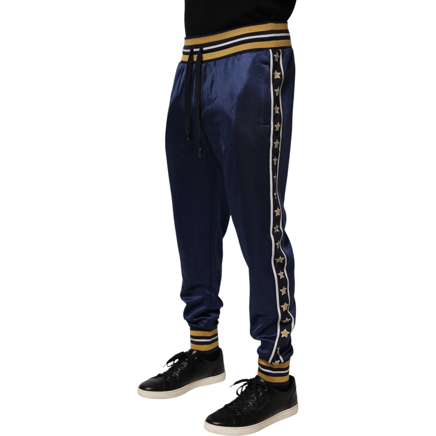 Blue Nylon Jogger Mid Waist Trouser Pants