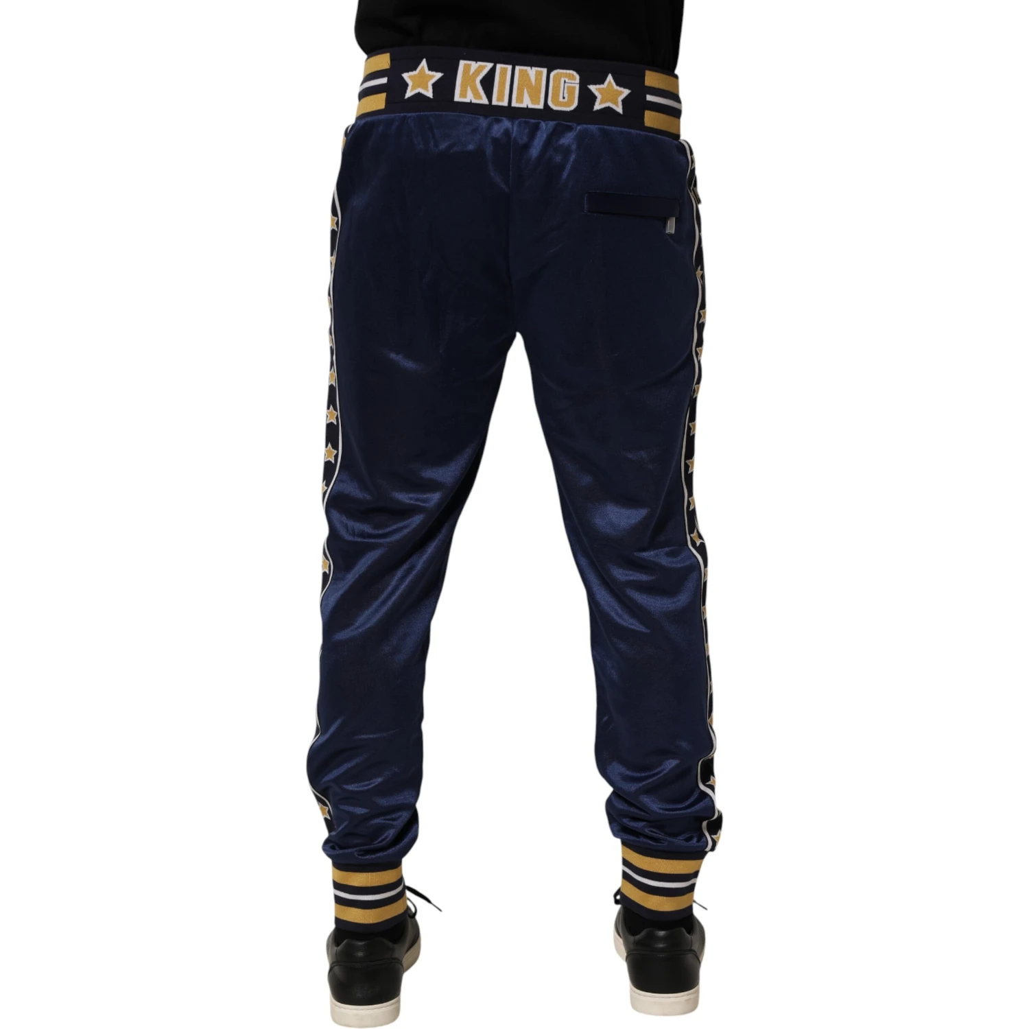 Blue Nylon Jogger Mid Waist Trouser Pants