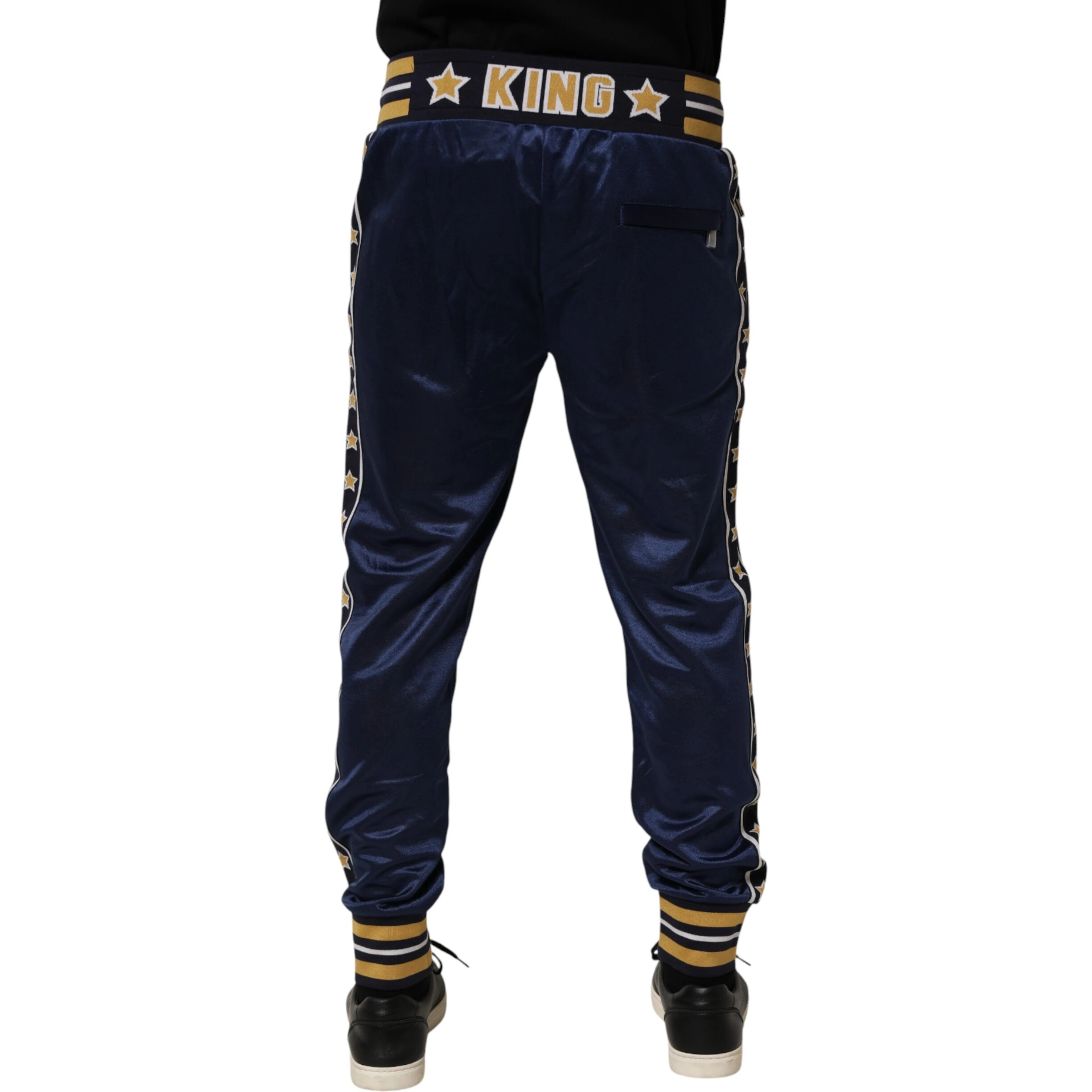 Blue Nylon Jogger Mid Waist Trouser Pants