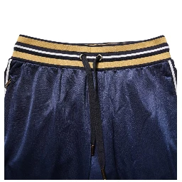 Blue Nylon Jogger Mid Waist Trouser Pants
