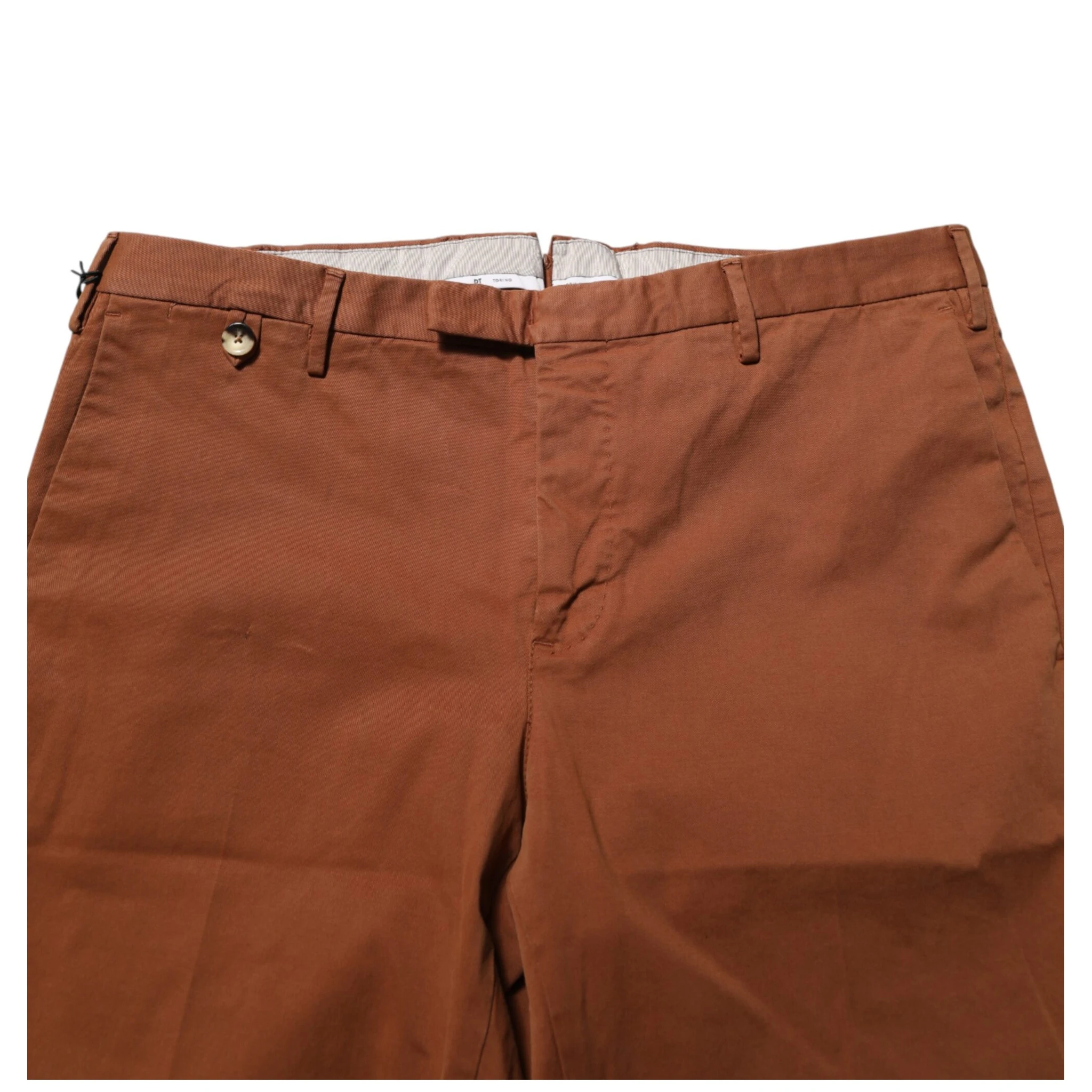 Brown Men Skinny Chino Mid Waist Trouser Pants
