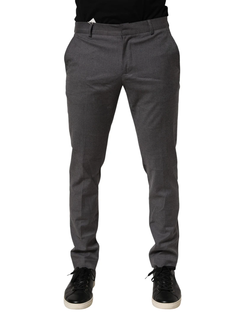 Gray Polyester Formal Dress Trouser Pants