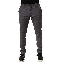 Gray Polyester Formal Dress Trouser Pants