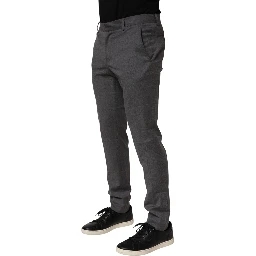 Gray Polyester Formal Dress Trouser Pants