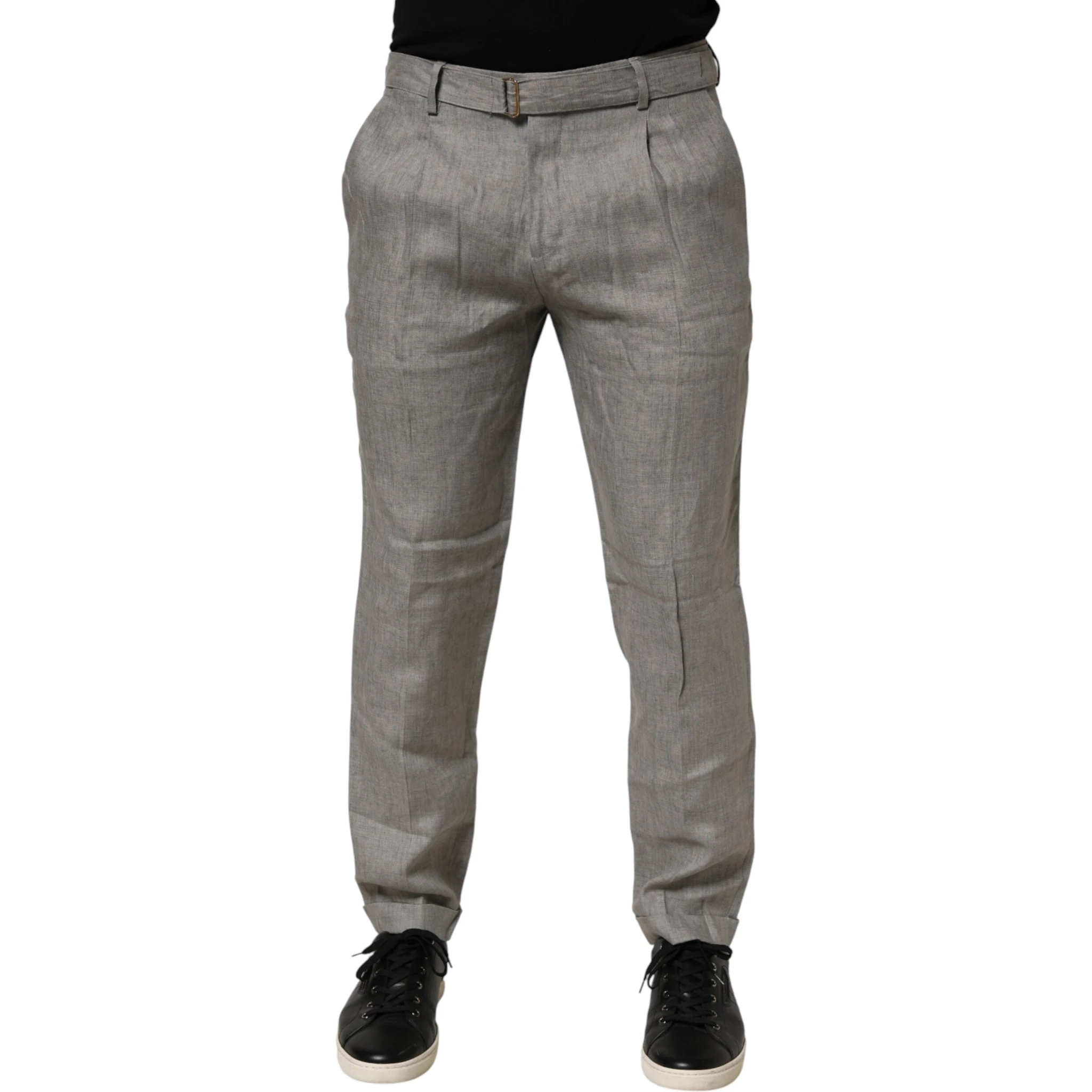 Gray Mid Waist Dress Formal Skinny Men Pants