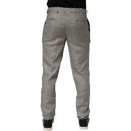 Gray Mid Waist Dress Formal Skinny Men Pants