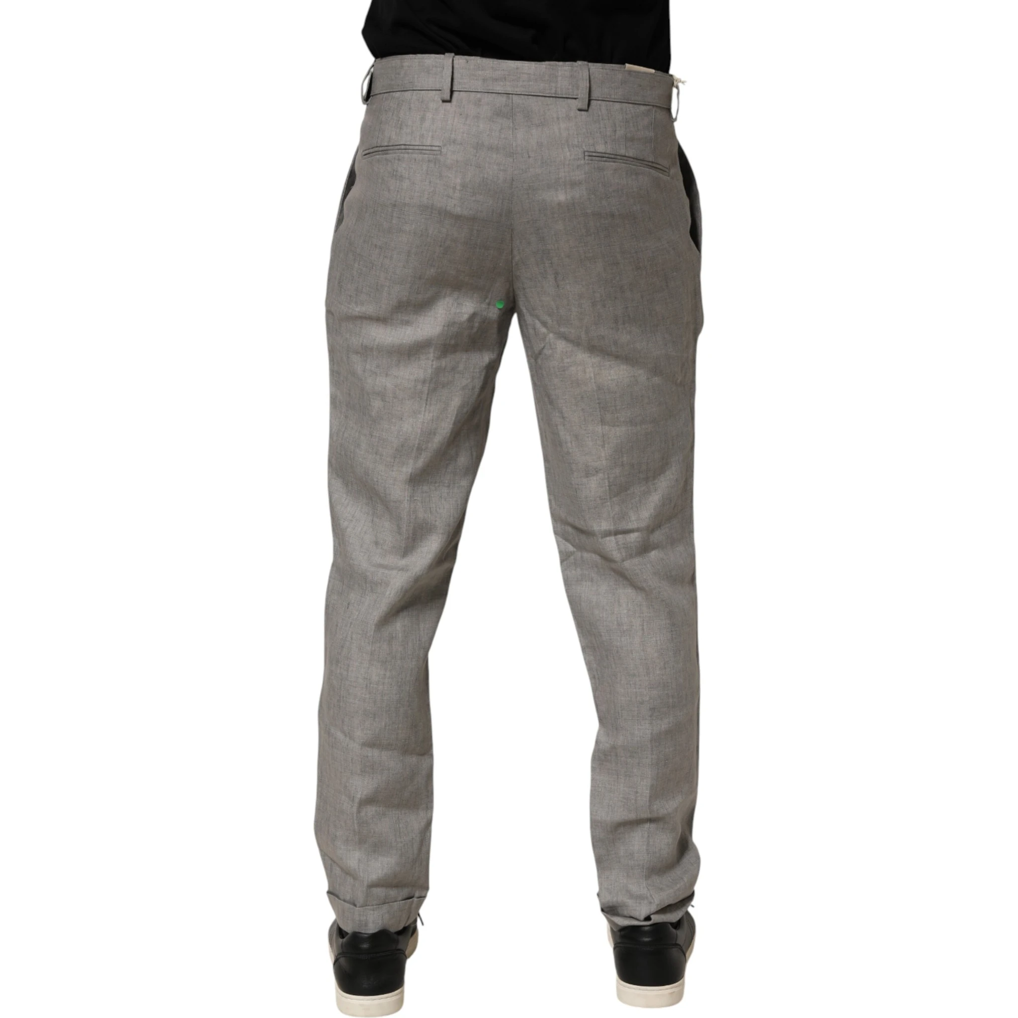 Gray Mid Waist Dress Formal Skinny Men Pants
