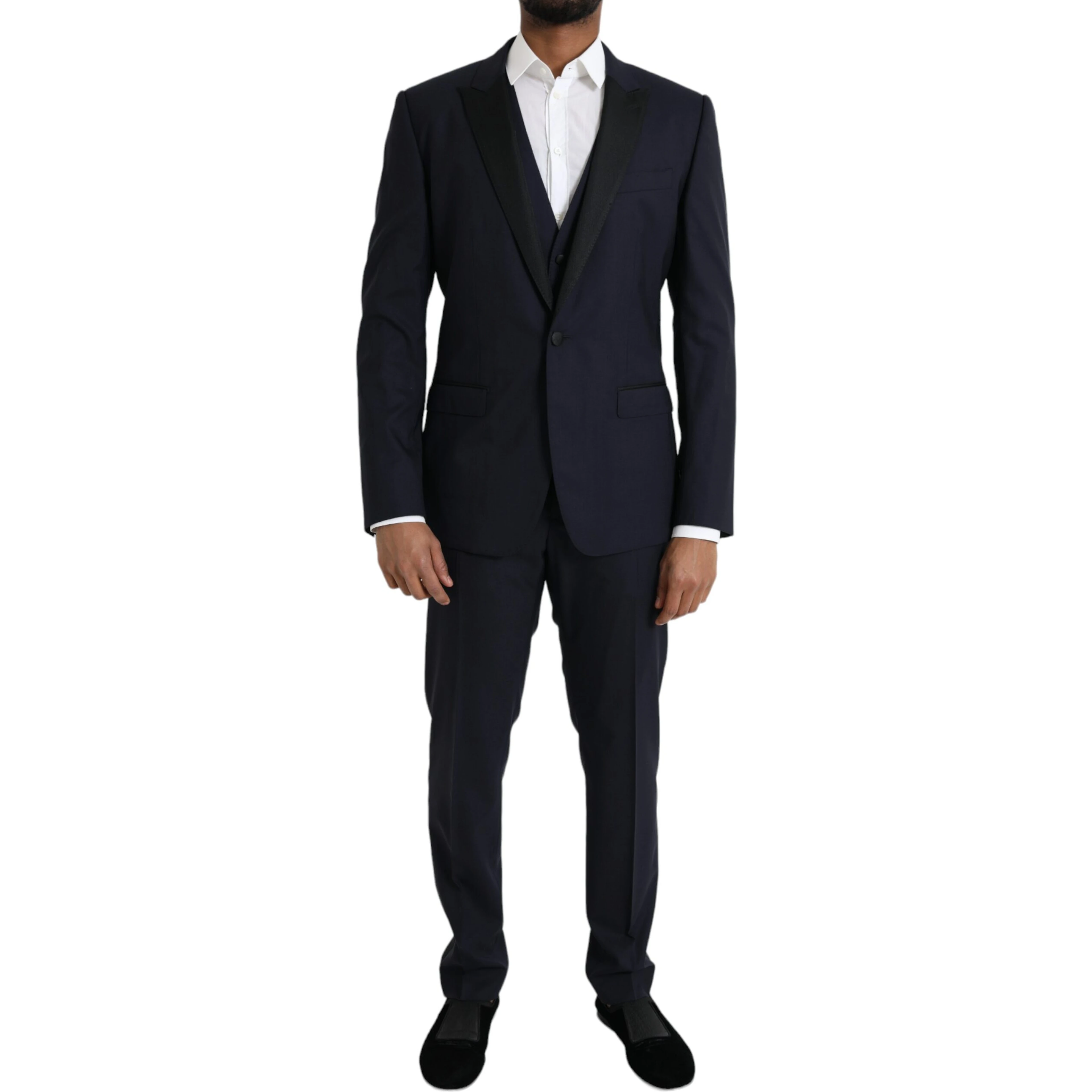 Blue Wool MARTINI 1 Button Men 3 Piece Suit