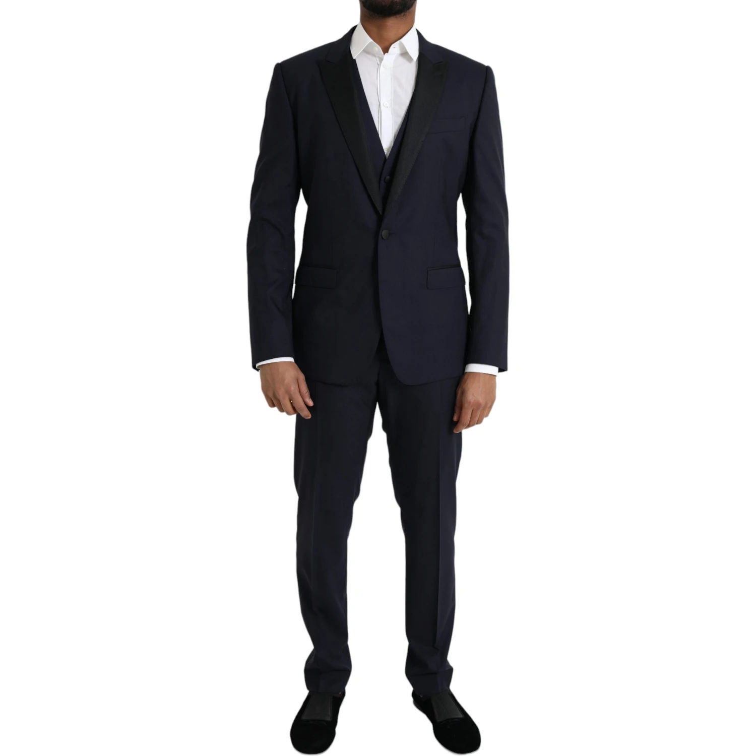Blue Wool MARTINI 1 Button Men 3 Piece Suit