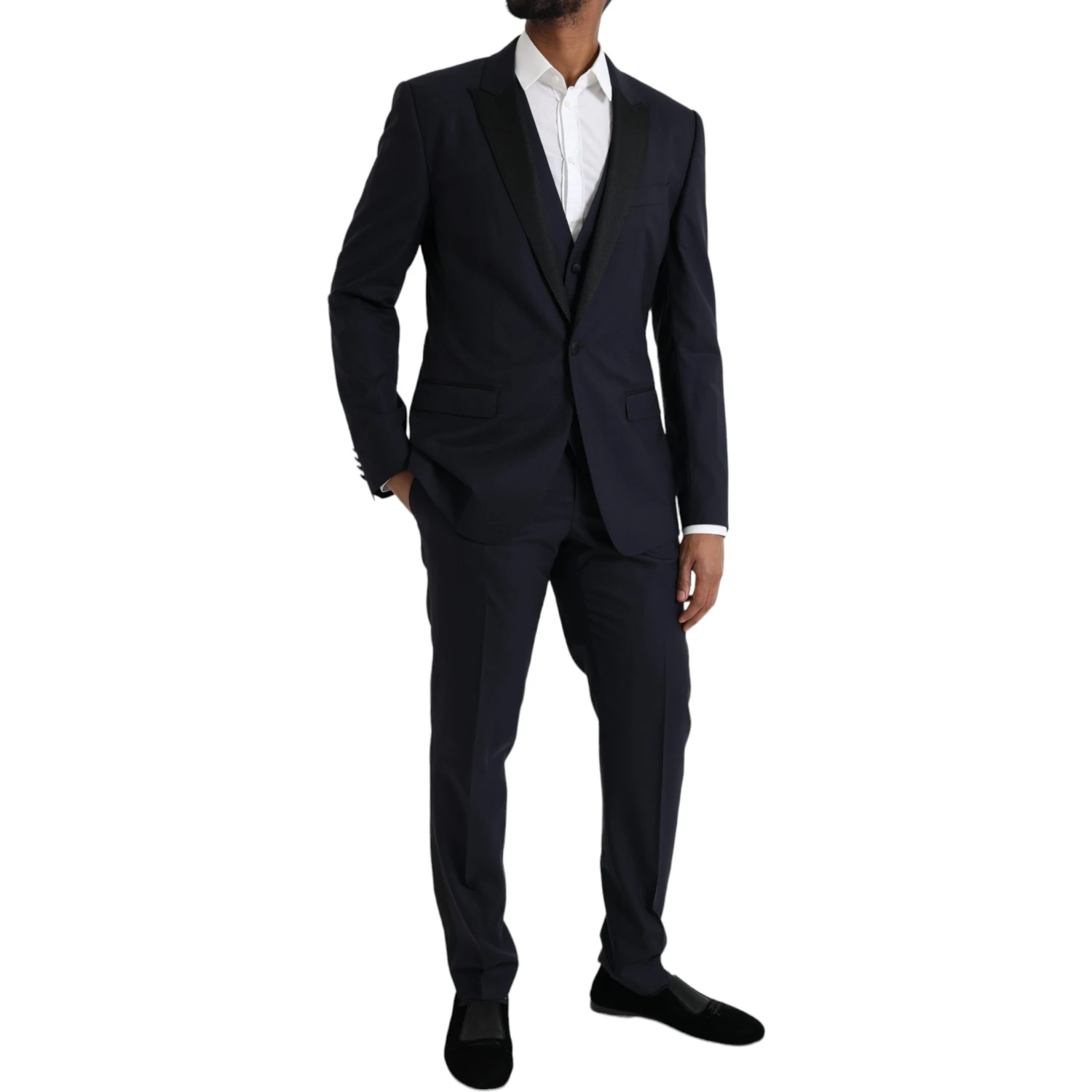 Blue Wool MARTINI 1 Button Men 3 Piece Suit